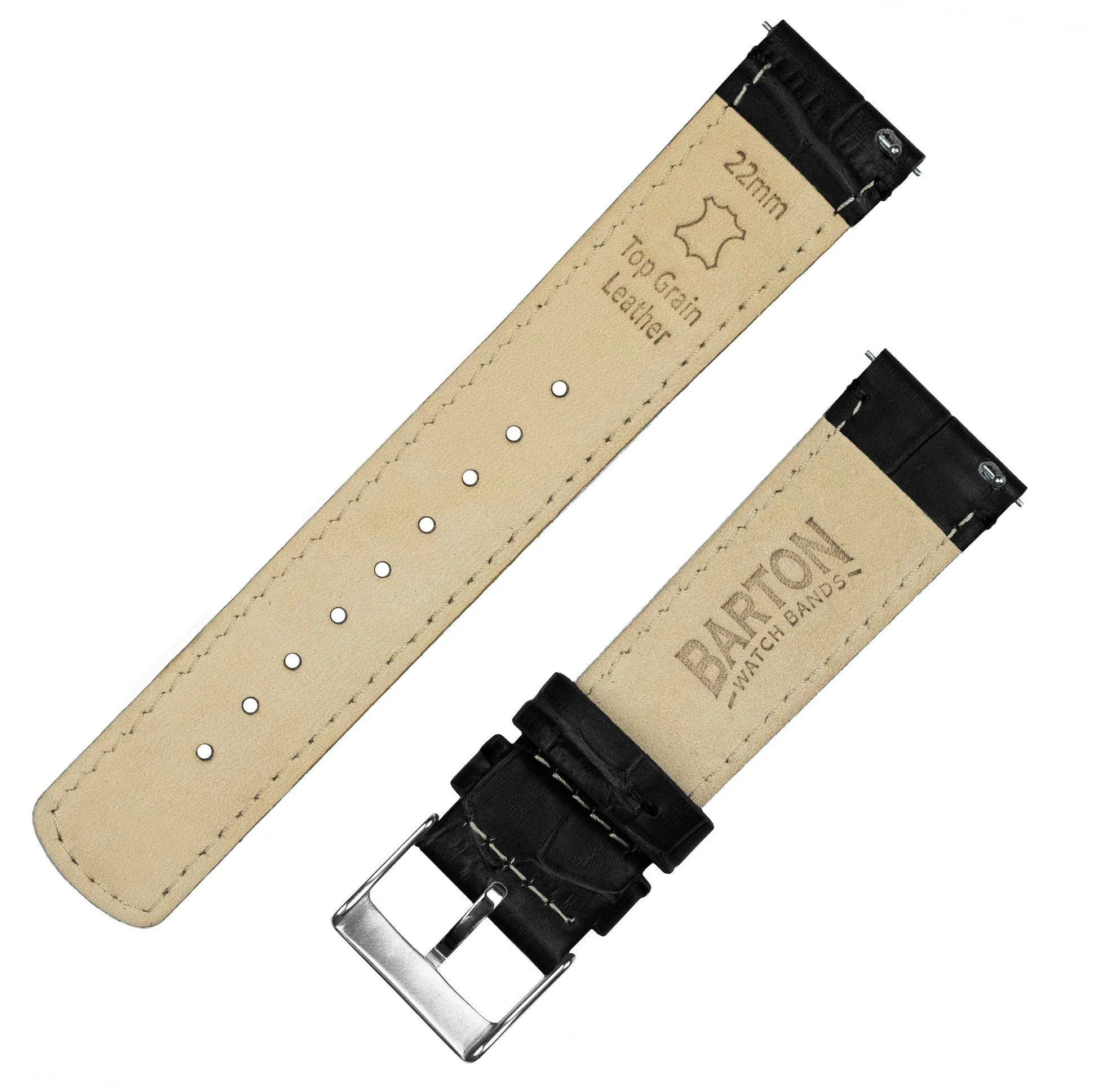 Moto 360 Gen2 Black Alligator Grain Leather Watch Band