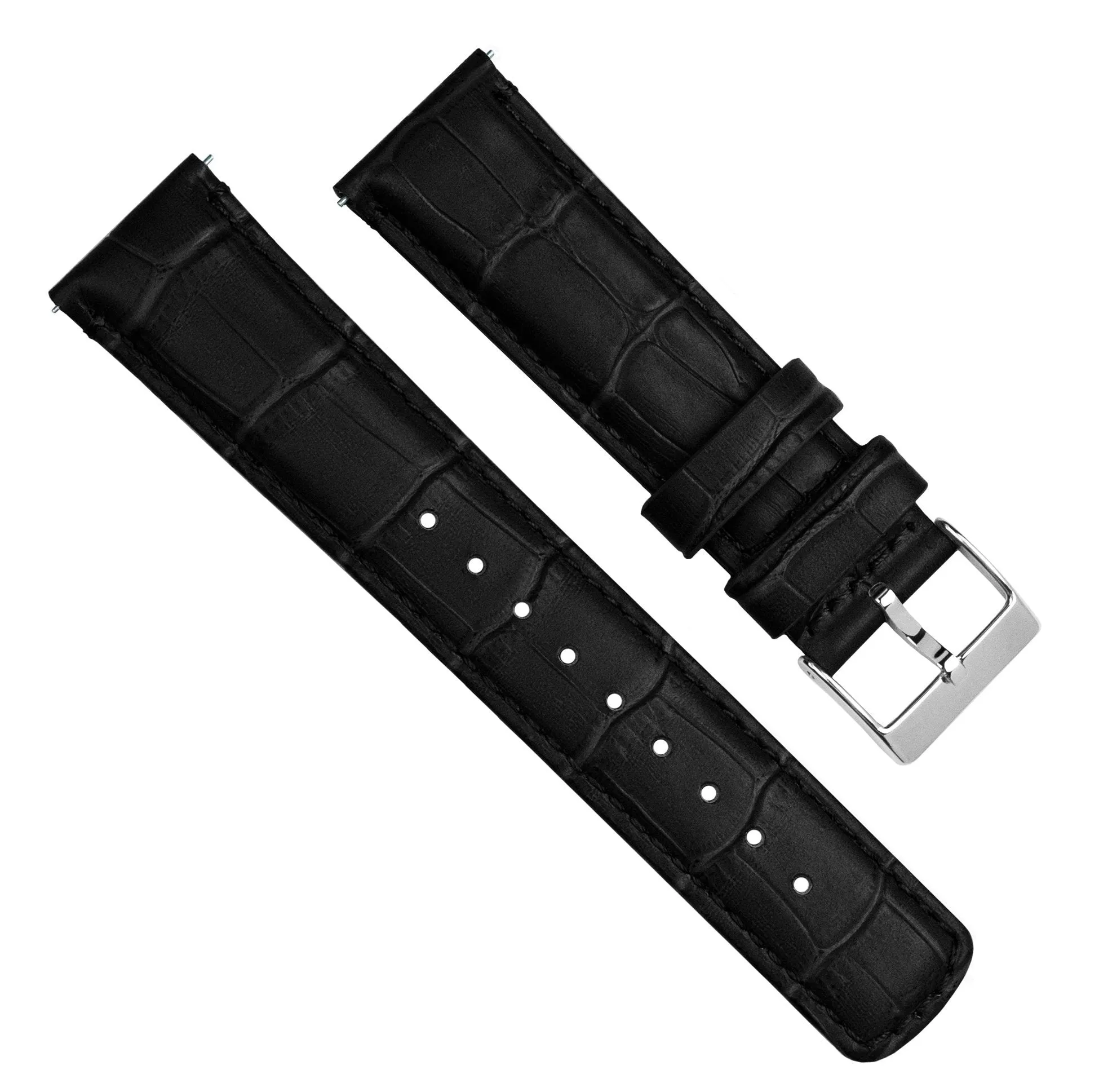 Moto 360 Gen2 Black Alligator Grain Leather Watch Band