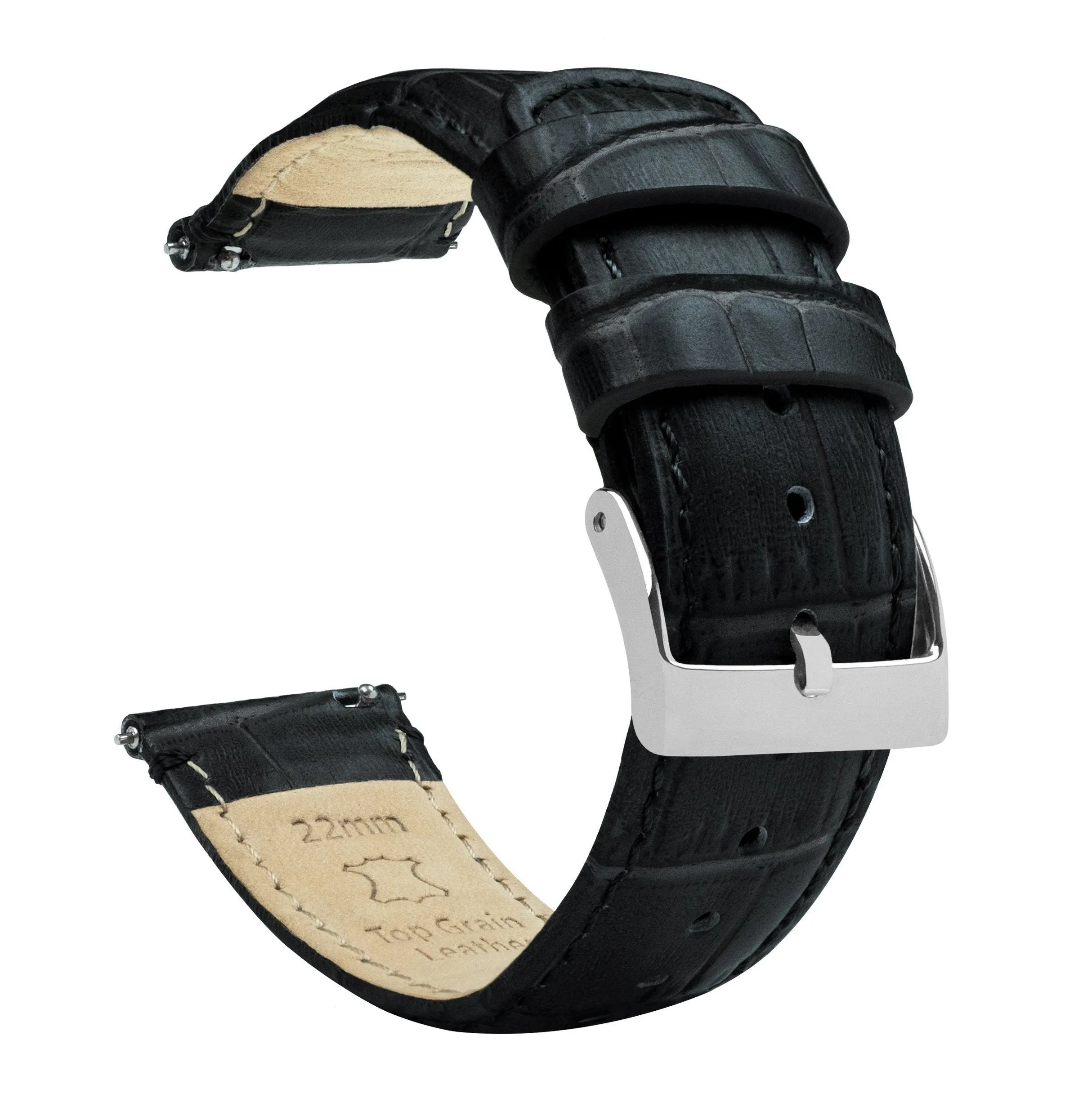 Moto 360 Gen2 Black Alligator Grain Leather Watch Band