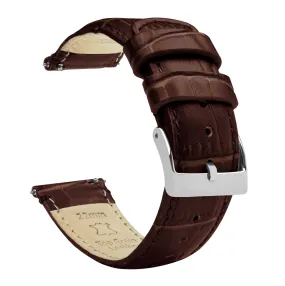 Moto 360 Gen2 Coffee Brown Alligator Grain Leather Watch Band