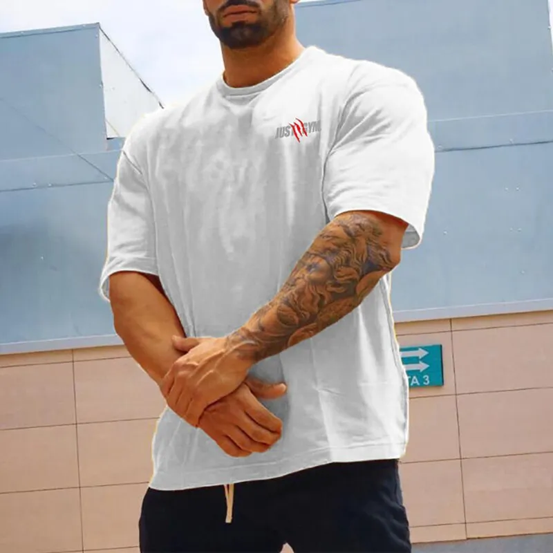 Oversized T shirt Men's Summer Gym Clothing Bodybuilding Fitness Loose Casual Lifestyle Wear Streetwear Hip-Hop