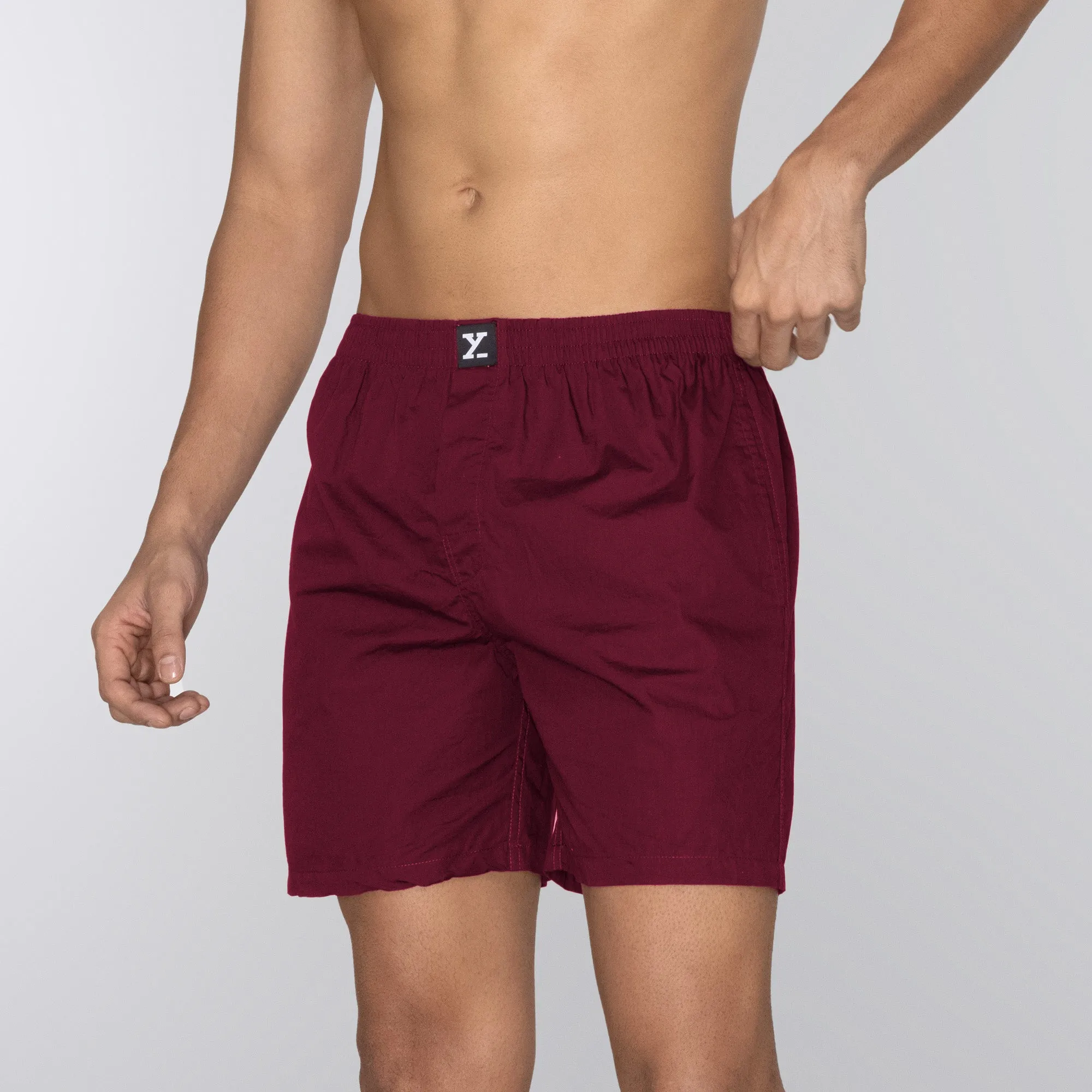 Pace Cotton Boxer Shorts Bold Burgundy