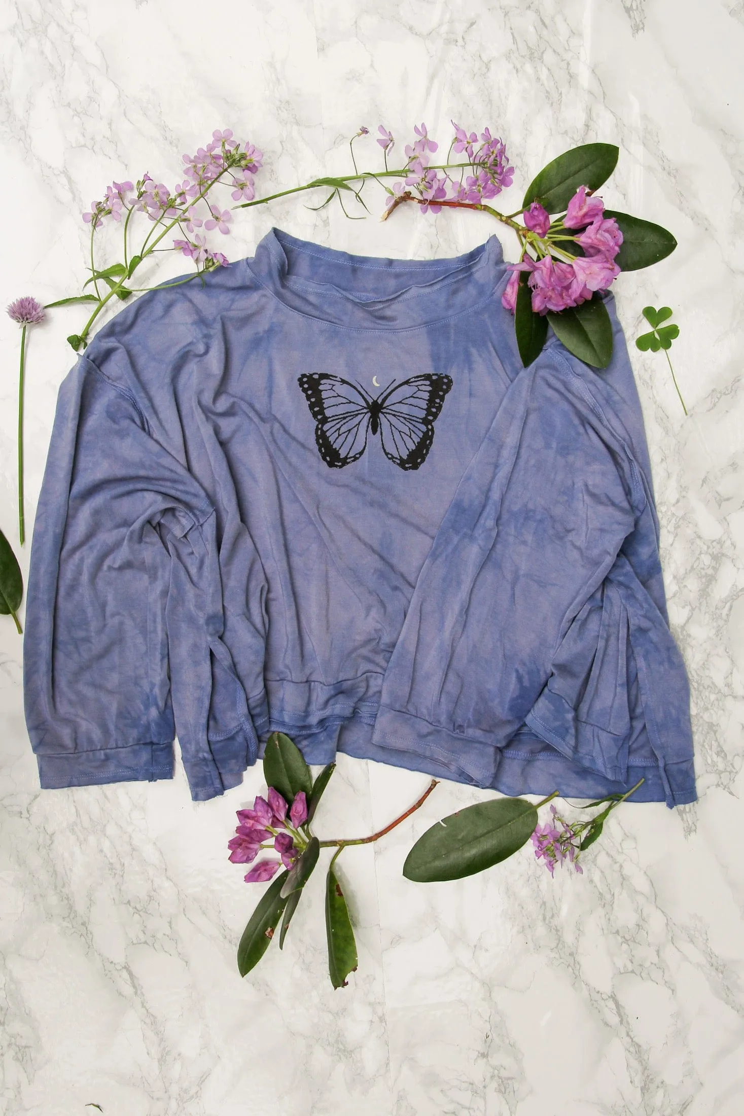 Periwinkle Moon Moth Sweatshirt Tunic