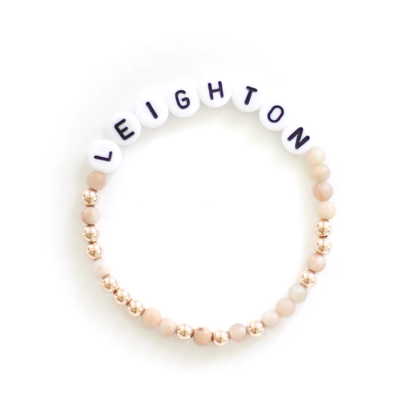 Personalized Moonstone x Gold Beaded Bracelet