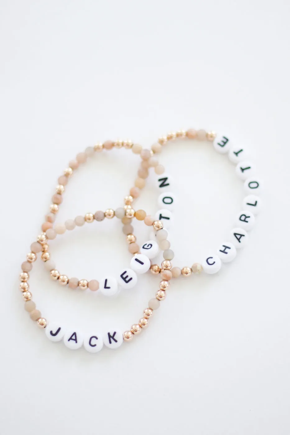 Personalized Moonstone x Gold Beaded Bracelet