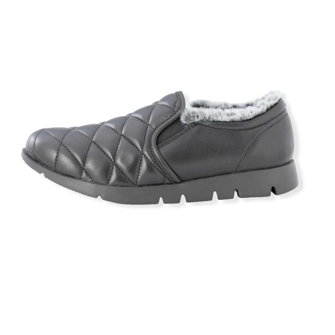 Quilted design Sheepskin leather slip-on shoes  #FJ087