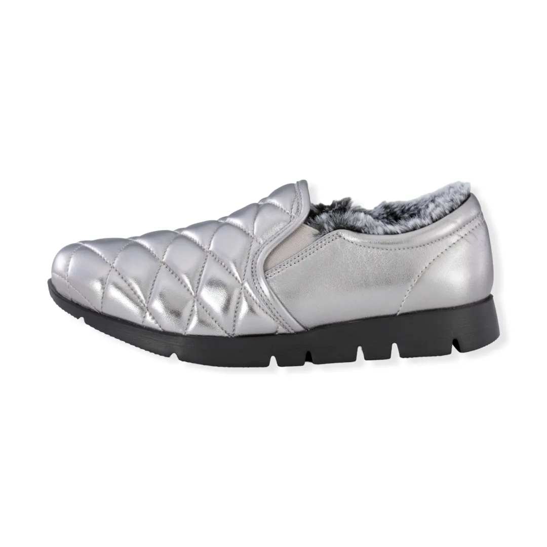 Quilted design Sheepskin leather slip-on shoes  #FJ087