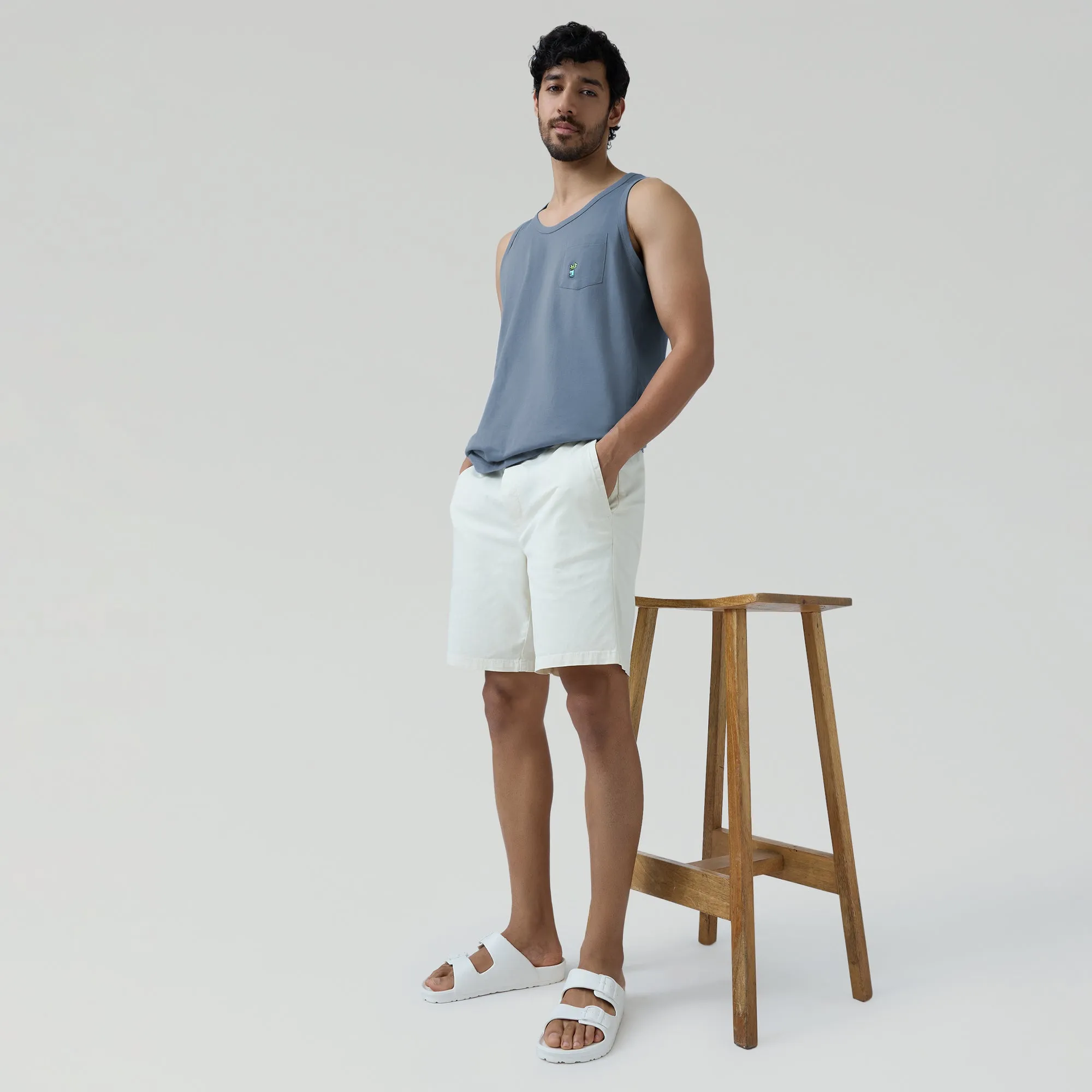 Renew Combed Cotton Tank Tops Slate Blue