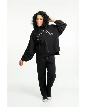 Rose Road Joseph Sweat - Black with Embroidered Arc