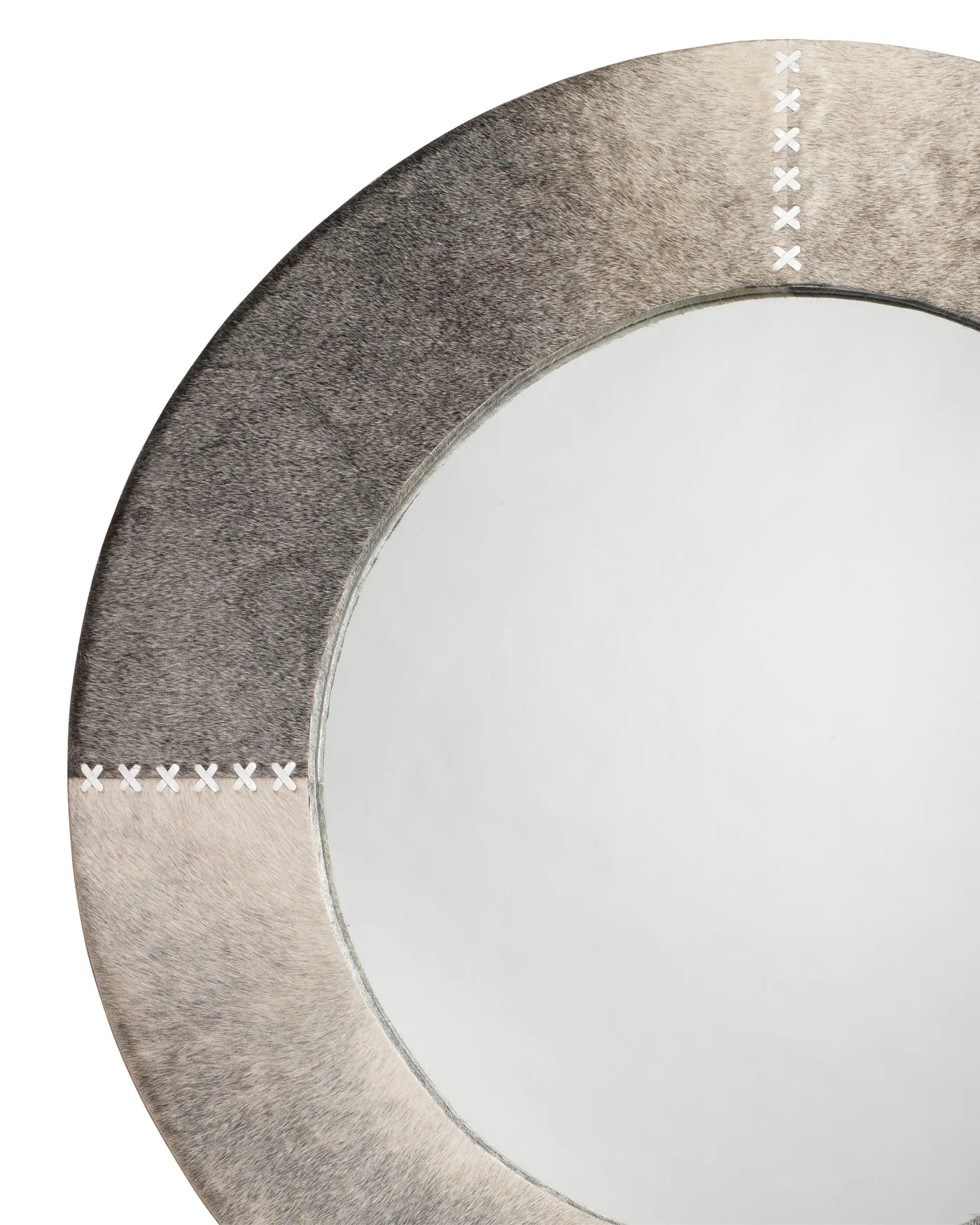 Round Cross Stitch Mirror Grey Hide