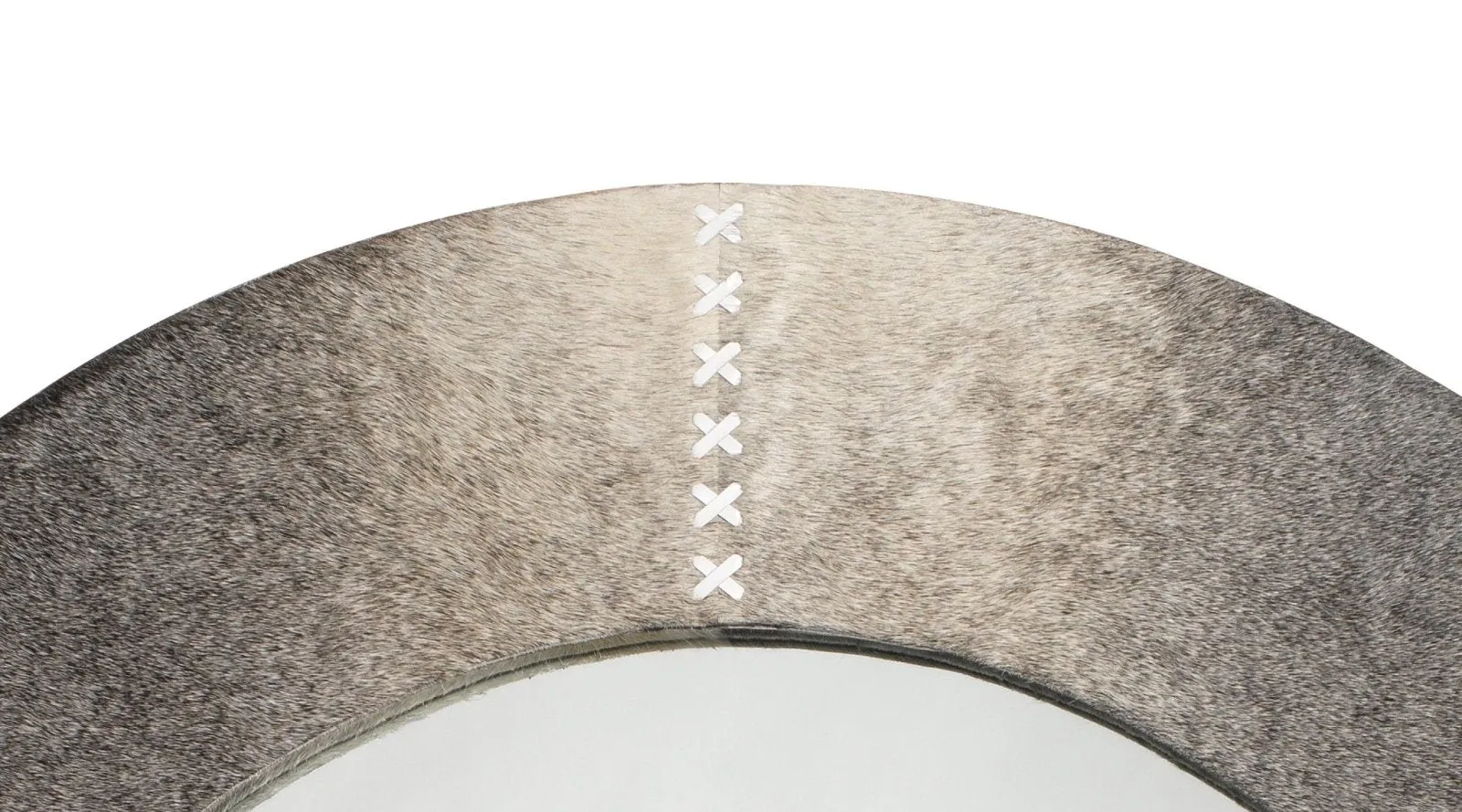 Round Cross Stitch Mirror Grey Hide