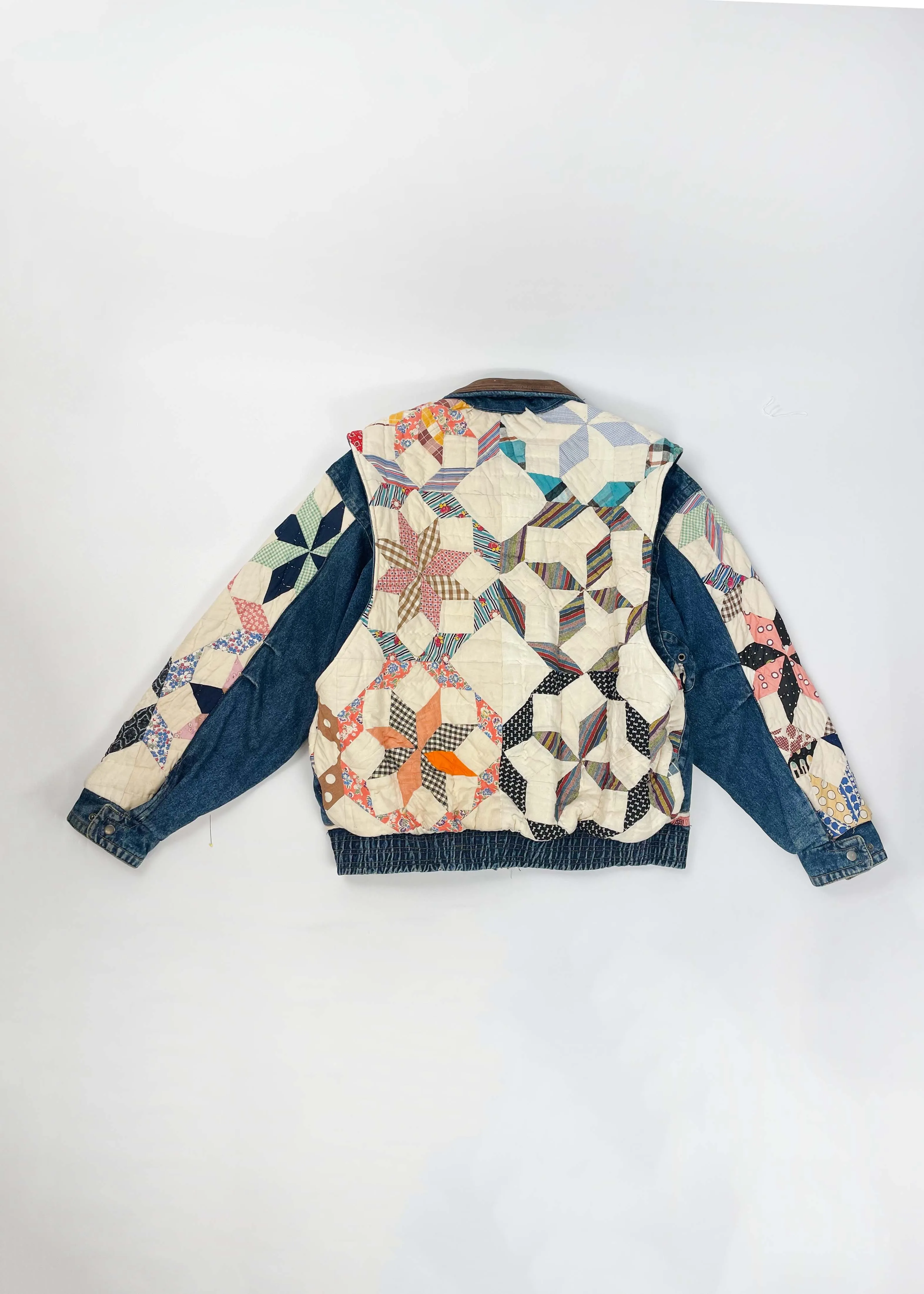 Rustic Quilted Patchwork Denim Jacket