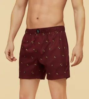 Savanna Cotton Boxers Hornbill Maroon