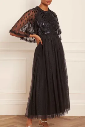 Sequin Dash Bodice Ankle Gown