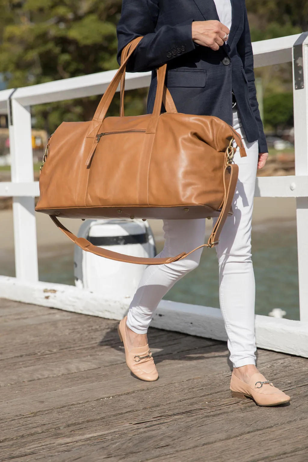 Sorrento Cognac Leather Weekender