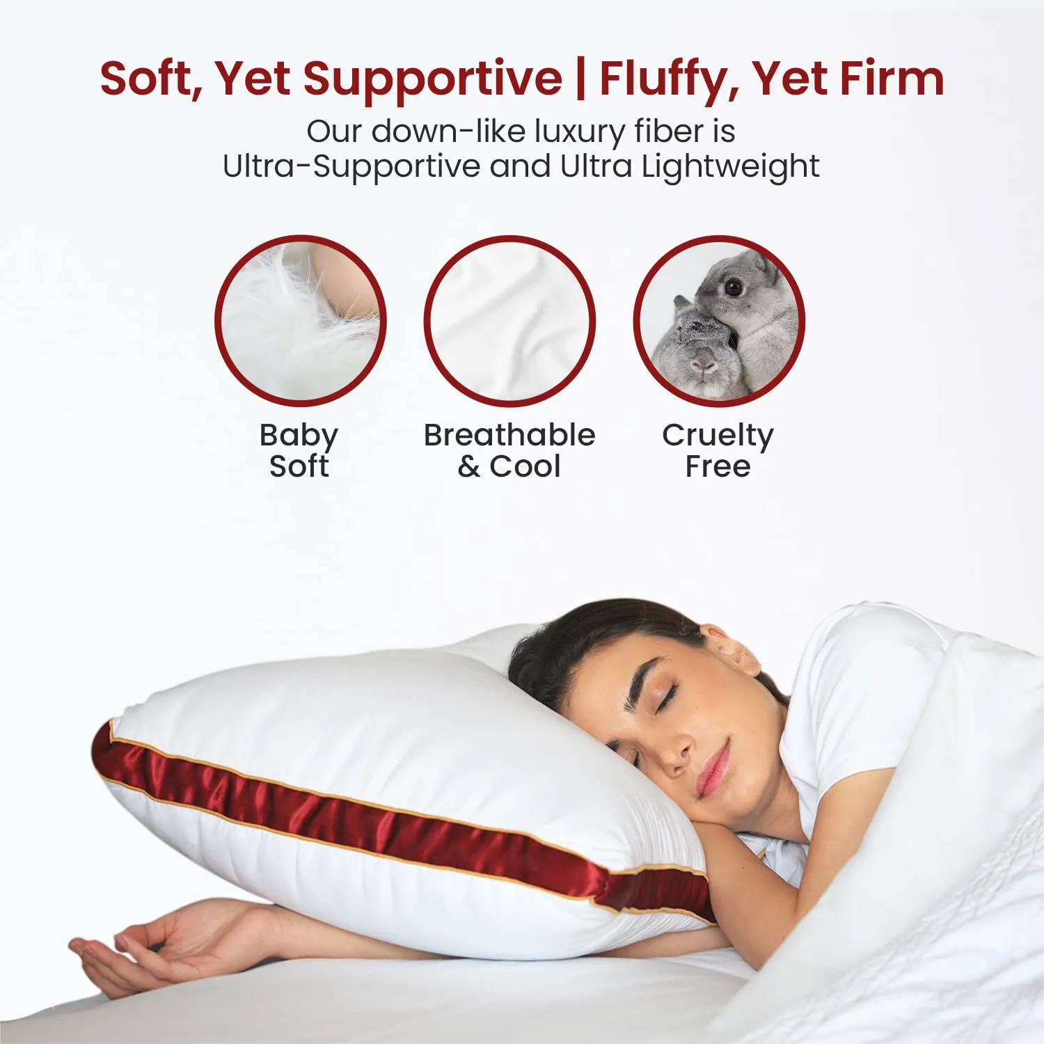 Super-Soft & Fluffy Microfiber Sleeping Pillow with Strip (Hotel Pillow)