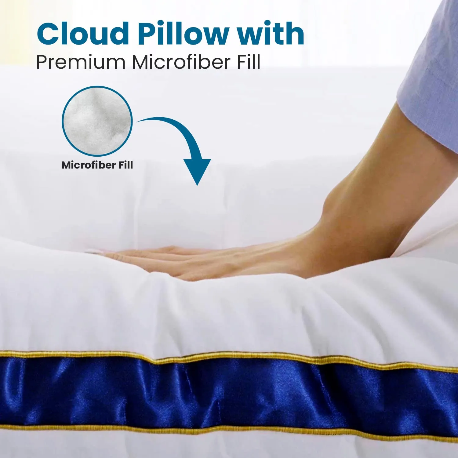 Super-Soft & Fluffy Microfiber Sleeping Pillow with Strip (Hotel Pillow)