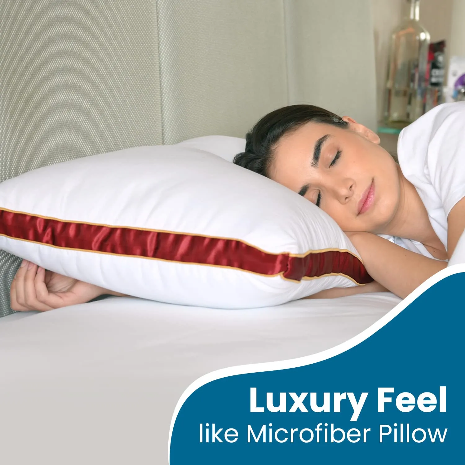 Super-Soft & Fluffy Microfiber Sleeping Pillow with Strip (Hotel Pillow)