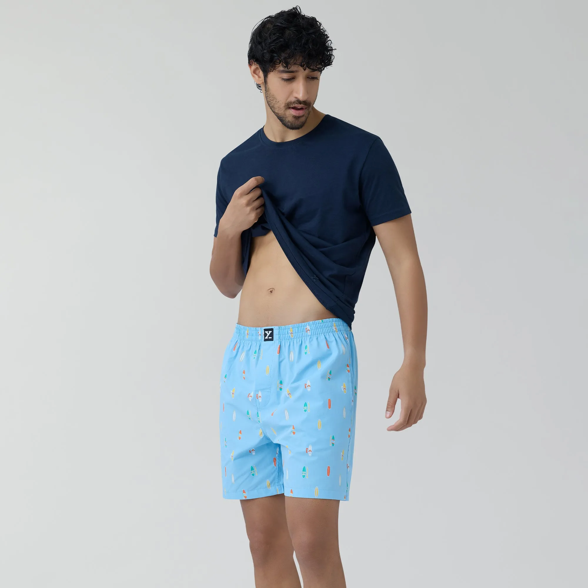 Surf Super Combed Cotton Boxer Shorts SurfBoard Blue