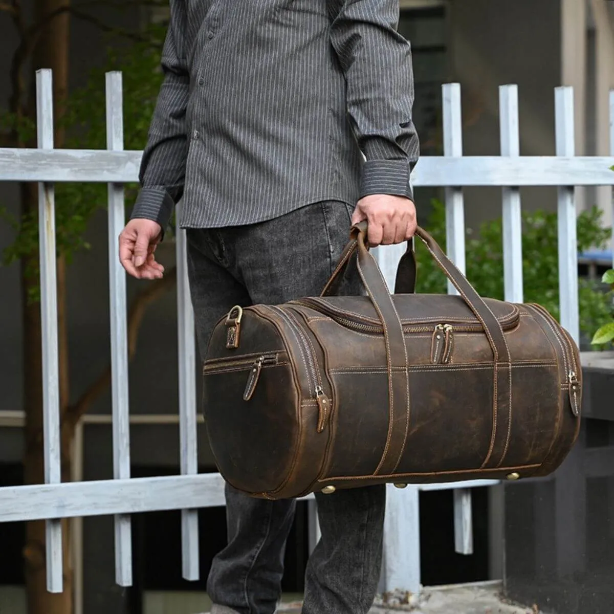 The Major - Leather Barrel Travel Bag