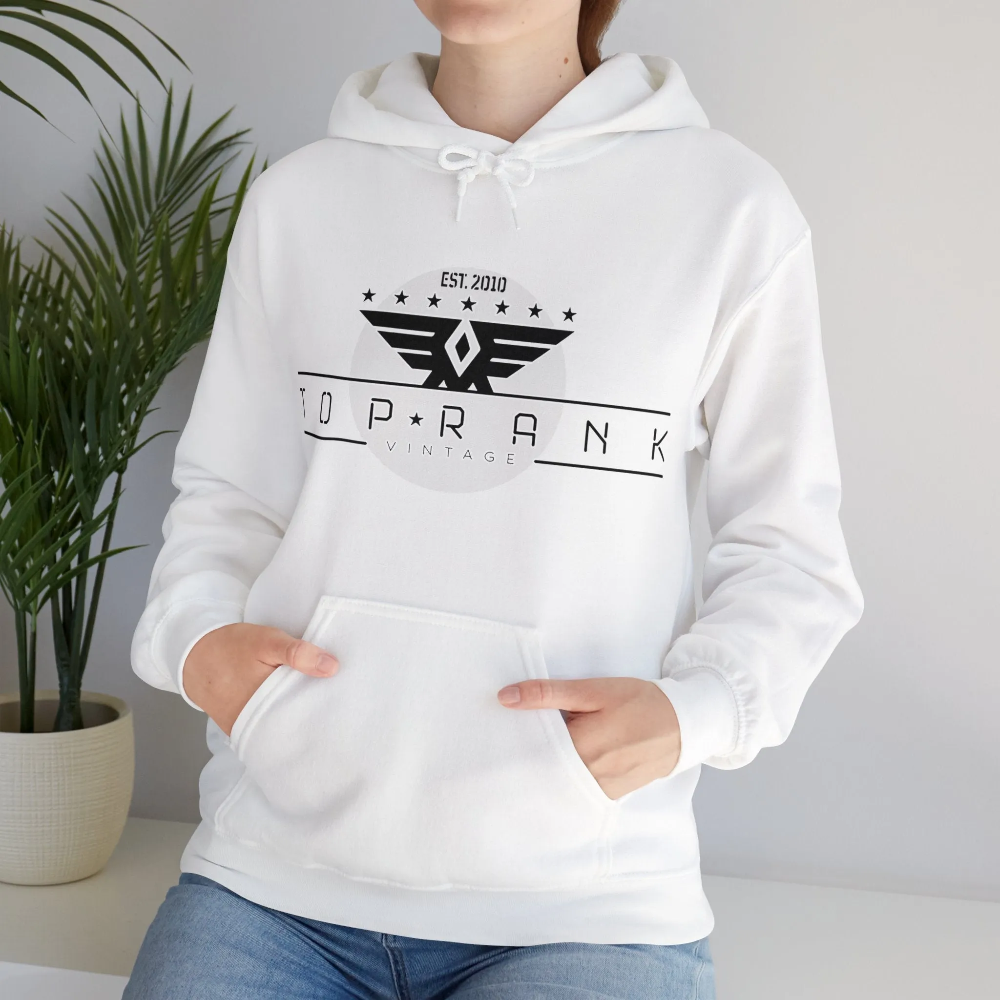 Unisex White Hooded Sweatshirt