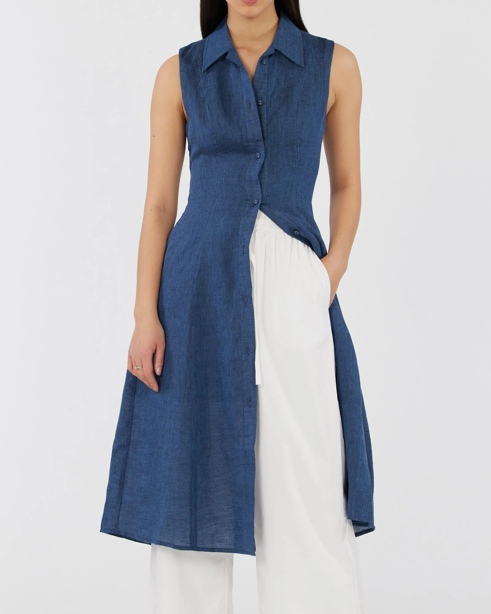 Vento Linen Dress - Ocean