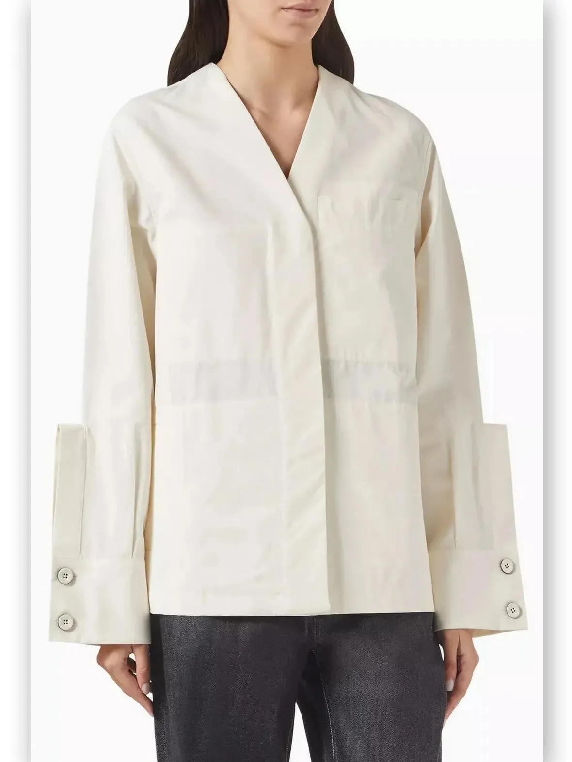 Women’s Cotton Raised Placket Utility Shirt-Jacket